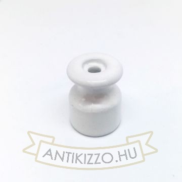 Porcelán Kábelrögzítő – Szimpla, Fényes Fehér (Fonott Textilkábelhez)