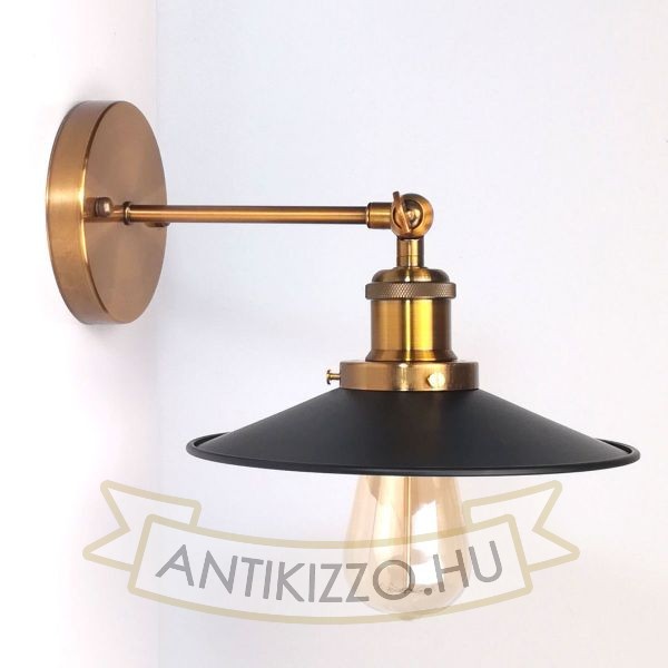 antik-sargarez-fali-lampa-fekete-lapos-buraval