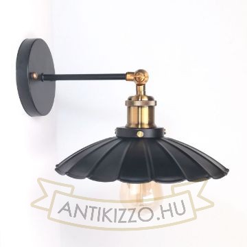 antik-fali-lampa-matt-fekete-antik-sargarez-szin-hullamos-buraval