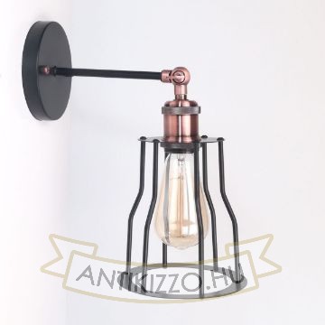 antik-fali-lampa-matt-fekete-antik-vorosrez-szin-csepp-alaku-raccsal