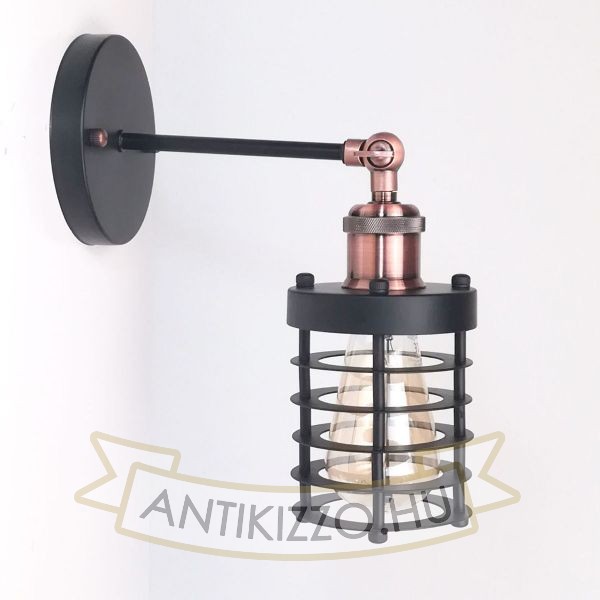 antik-fali-lampa-matt-fekete-antik-vorosrez-szin-csepp-alaku-raccsal