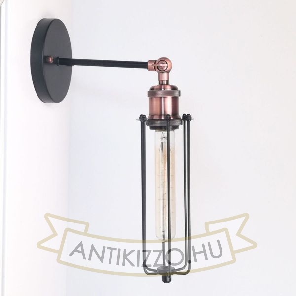 antik-fali-lampa-matt-fekete-antik-vorosrez-szin-csepp-alaku-raccsal