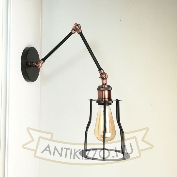 antik-fali-olvaso-lampa-matt-fekete-antik-vorosrez-szin-csepp-alaku-raccsal