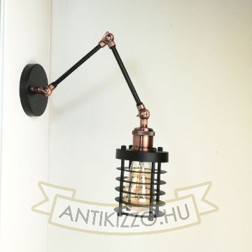 antik-fali-olvaso-lampa-matt-fekete-antik-vorosrez-szin-csepp-alaku-raccsal