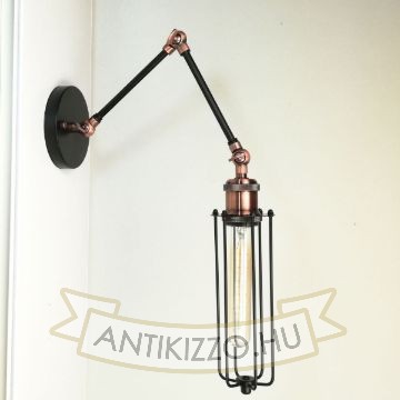 antik-olvaso-fali-lampa-matt-fekete-antik-vorosrez-szin-csepp-alaku-raccsal