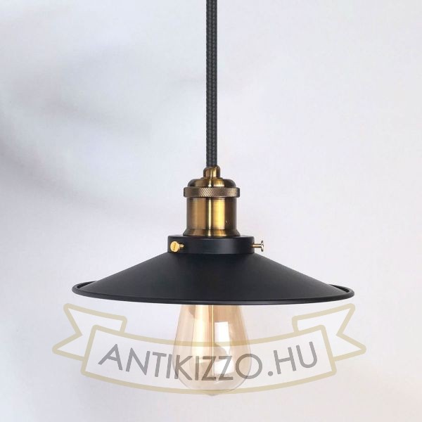 antik-fuggesztek-lampa-matt-fekete-antik-sargarez-szin-lapos-buraval