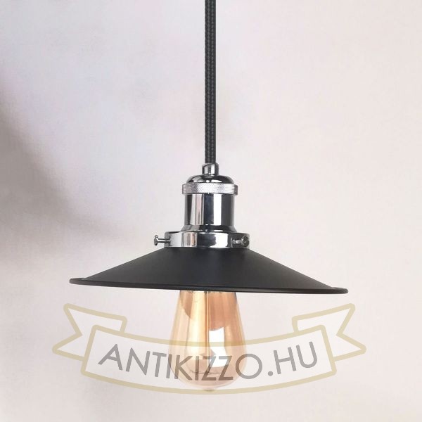 antik-fuggesztek-lampa-mattfekete-fenyes-krom-szin-lapos-buraval