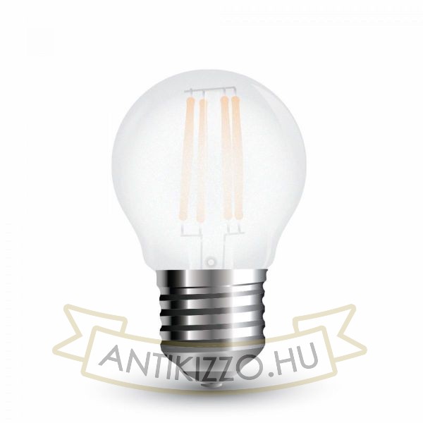 LED Filament matt dekor izzó - G45 - 4W - E27 - meleg fehér