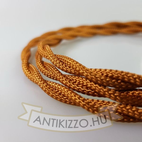 Fonott Textilkábel, szövetkábel, antik vezeték, whiskey - 2x0,75		