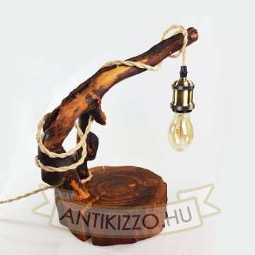 Egyedi fa dekor asztali lámpa bronz foglalattal