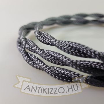 Fonott Textilkábel, szövetkábel, antik vezeték, grafit - 2x0,75