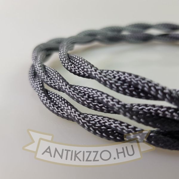 Fonott Textilkábel, szövetkábel, antik vezeték, grafit - 2x0,75