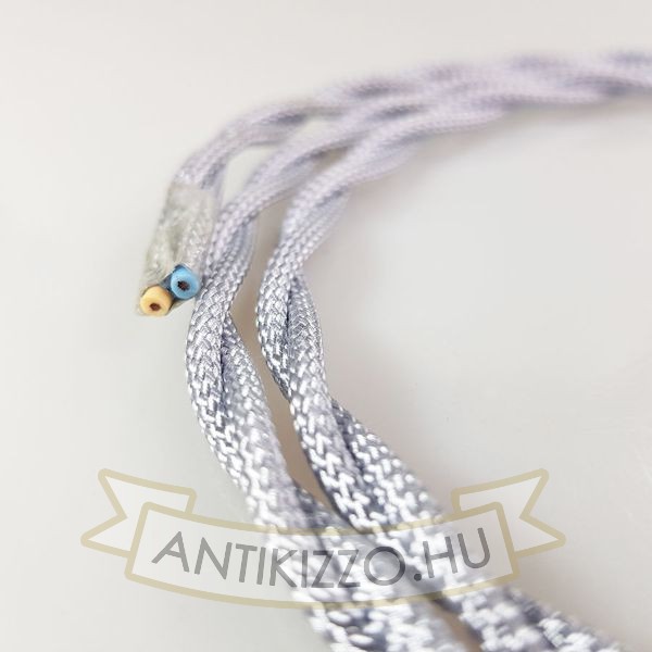 Fonott textil kábel ezüst - 2x0,75