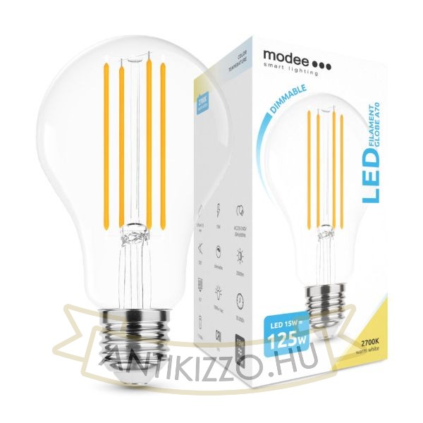 Modee Smart Lighting LED Izzó Filament A70 15W E27 320° 2700K (2000 lumen) dimm.