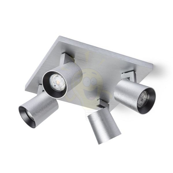 Kép KENNY IV mennyezeti lámpa  szálcsiszolt alumínium/fekete 230V LED GU10 4x8W