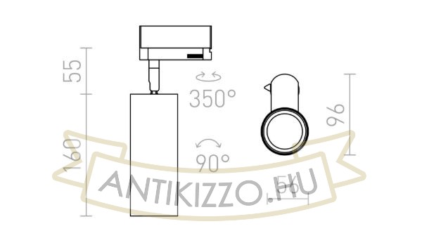 MAVRO DIMM egyfázisú áramkörös sínre fekete/aranysárga  230V LED 12W 38°  3000K