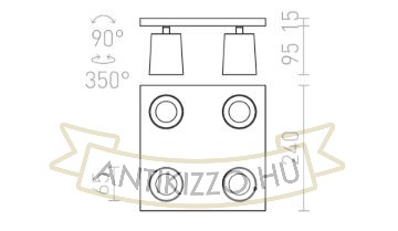 Kép KENNY IV mennyezeti lámpa  szálcsiszolt alumínium/fekete 230V LED GU10 4x8W
