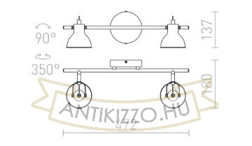 Kép ROSITA II fali lámpa fehér/ezüstszürke 230V LED GU10 2x9W