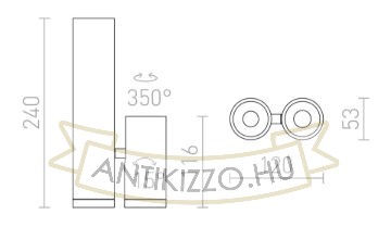 Kép BOGARD TWIN mennyezeti lámpa matt fekete  230V LED 2x5W 40°  3000K