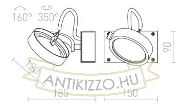 Kép KELLY I fali lámpa  szálcsiszolt alumínium 230V LED G53 15W