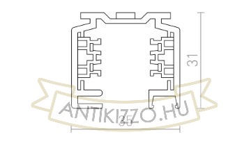 EUTRAC 1m háromfázisú áramkörös sín ezüstszürke  230V 