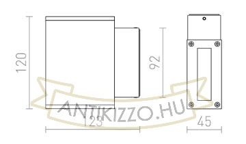 Kép DIXIE 4x12 fali lámpa ezüstszürke 230V/700mA LED 2x3W 48° IP54 3000K