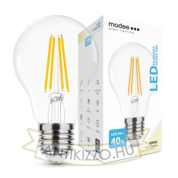 Modee Smart Lighting LED Filament Globe A60 4W E27 360° 4000K (470 lumen)