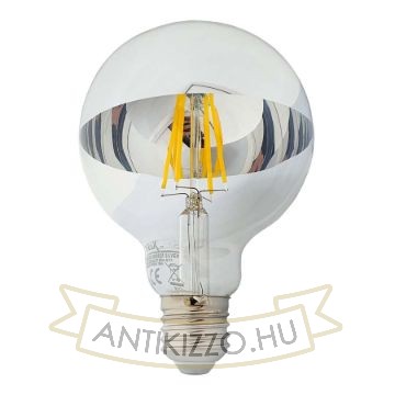 LED filament dekor izzó - tükrös ezüst - G95 - 8W - 4200K