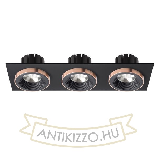 SHARM SQ III süllyesztett lámpa fekete/fekete réz 230V LED 3x10W 24°  3000K