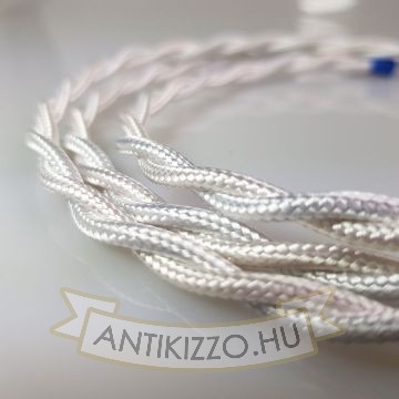 Fonott textil vezeték, fényes fehér - 2x0,75