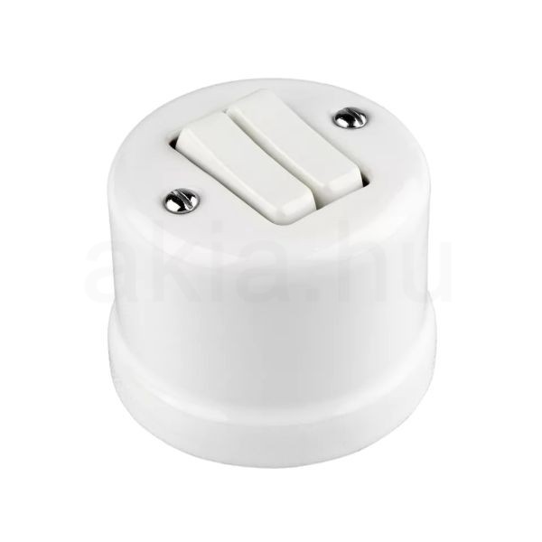 Porceláncsillárkapcsoló, falonkívüli, fehér, alternatív, 106+6