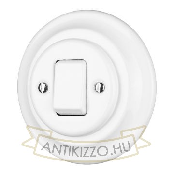 Porcelán kereszt kapcsoló, billenő, fehér, 107