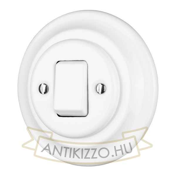 Porcelán kereszt kapcsoló, billenő, fehér, 107
