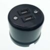 Porcelán USB csatlakozó falonkívüli, fekete