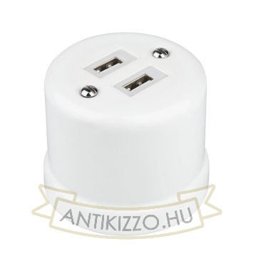 Porcelán USB csatlakozó falonkívüli, fehér