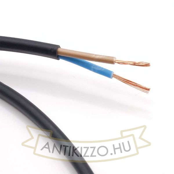 MT KÁBEL 2X0,75MM2 FEKETE PVC KÖPENYES RÉZ ERŰ SODROTT H03VVH2-F (MTL)