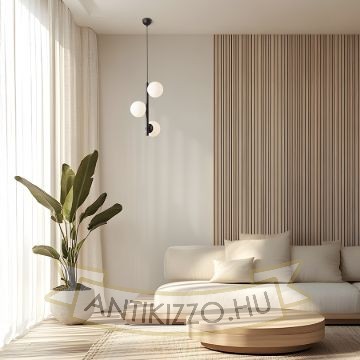 ETHERIA függő lámpa fekete opál üveg 230V LED E27 3x11W
