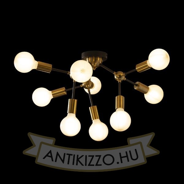 ARTEMIA 9 mennyezeti lámpa fekete szálcsiszolt sárgaréz 230V LED E27 9x15W
