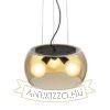 AMANDA függő lámpa matt fekete borostyánsárga üveg 230V LED E27 3x15W