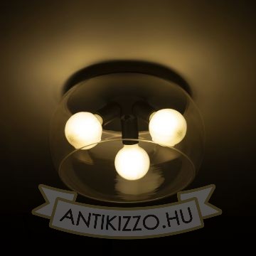 AMANDA mennyezeti lámpa matt fekete tiszta üveg 230V LED E27 3x15W