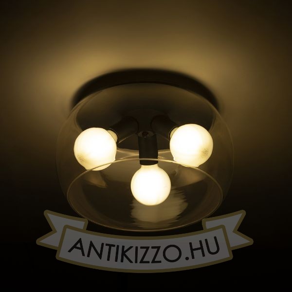 AMANDA mennyezeti lámpa matt fekete tiszta üveg 230V LED E27 3x15W
