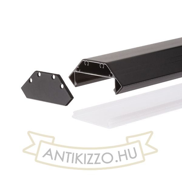LED PROFILE J felületre szerelhető 1m fekete matt akrilát/alumínium 
