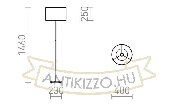 NYC/RON 40/25 állólámpa  Chintz sárgabarack/króm 230V LED E27 15W