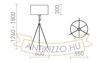 LUTON/RON 55 állólámpa  Polycotton fehér/fekete/fém 230V LED E27 15W