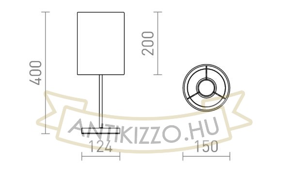 NYC/RON 15/20 asztali lámpa  Polycotton fekete/nikkel 230V LED E27 15W