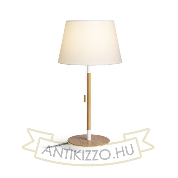 KEITH/ALVIS 24 asztali lámpa USB-vel fehér bükk 230V LED E27 11W