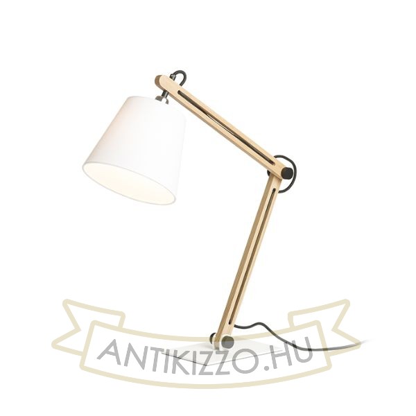 NIZZA asztali lámpa Polycotton fehér/fa 230V LED E14 7W