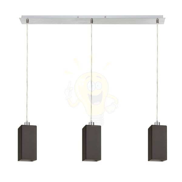 LIZ III 80 függő lámpa fekete üveg/króm 230V LED E27 3x15W