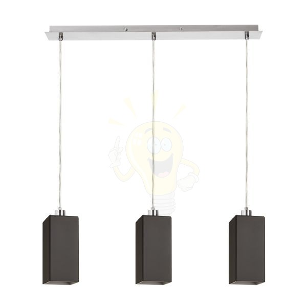 LIZ III 60 függő lámpa fekete üveg/matt nikkel 230V LED E27 3x15W