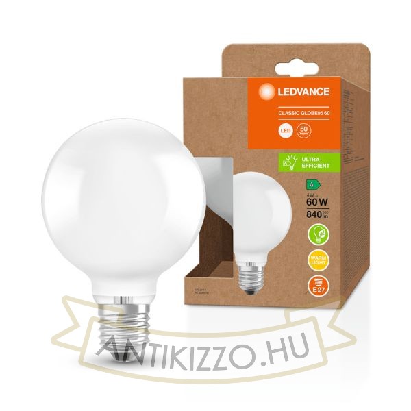 OSRAM ULTRA ECONOMY 210lm/W Globe 95   matt 230V E27 LED EQ60  3000K